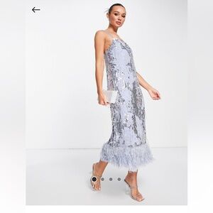 ASOS Edition Beaded, Sequin, Feather Midi Dress